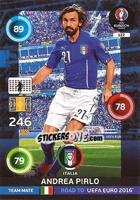 Sticker Andrea Pirlo - Road to UEFA EURO 2016. Adrenalyn XL n. 122 - Panini