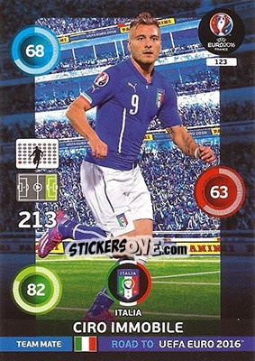 Sticker Ciro Immobile - Road to UEFA EURO 2016. Adrenalyn XL n. 123 - Panini