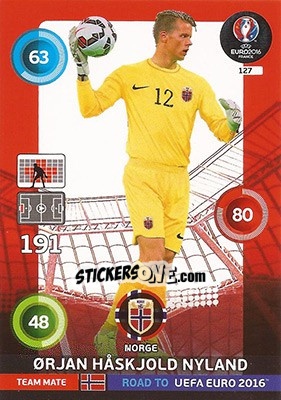 Sticker Orjan Håskjold Nyland - Road to UEFA EURO 2016. Adrenalyn XL n. 127 - Panini