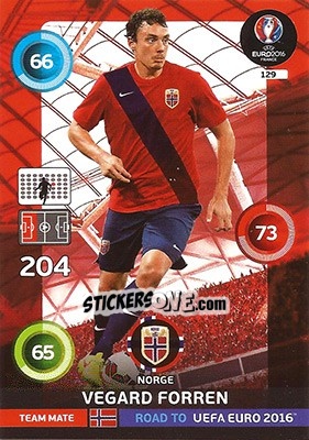 Cromo Vegard Forren - Road to UEFA EURO 2016. Adrenalyn XL - Panini