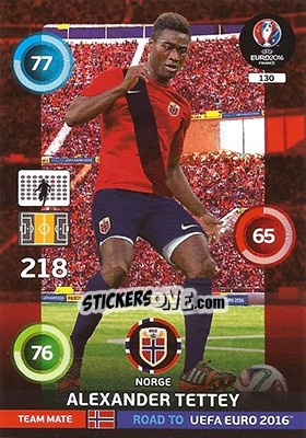 Sticker Alexander Tettey - Road to UEFA EURO 2016. Adrenalyn XL n. 130 - Panini