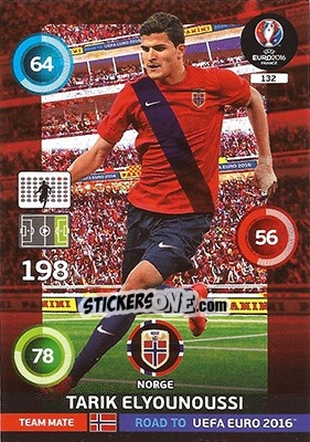 Sticker Tarik Elyounoussi - Road to UEFA EURO 2016. Adrenalyn XL n. 132 - Panini