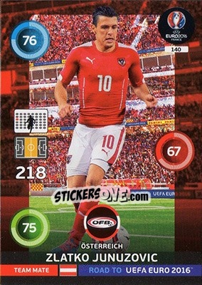 Figurina Zlatko Junuzovic - Road to UEFA EURO 2016. Adrenalyn XL - Panini