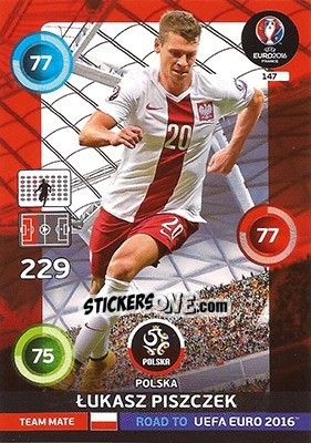Sticker Lukasz Piszczek - Road to UEFA EURO 2016. Adrenalyn XL n. 147 - Panini