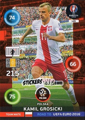 Sticker Kamil Grosicki - Road to UEFA EURO 2016. Adrenalyn XL n. 149 - Panini