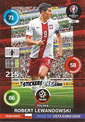 Sticker Robert Lewandowski - Road to UEFA EURO 2016. Adrenalyn XL n. 150 - Panini