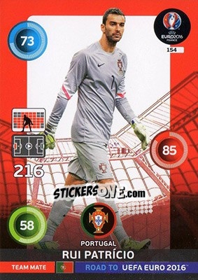 Sticker Rui Patrício - Road to UEFA EURO 2016. Adrenalyn XL n. 154 - Panini