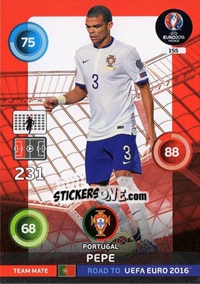 Sticker Pepe - Road to UEFA EURO 2016. Adrenalyn XL n. 155 - Panini