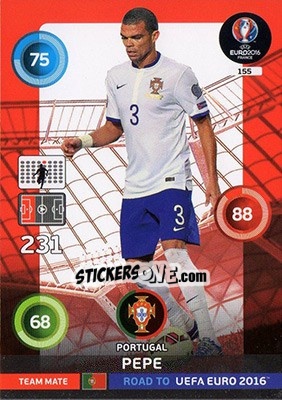 Sticker Pepe - Road to UEFA EURO 2016. Adrenalyn XL - Panini