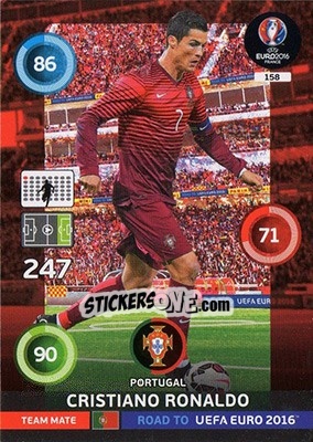 Sticker Cristiano Ronaldo - Road to UEFA EURO 2016. Adrenalyn XL n. 158 - Panini
