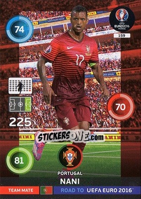 Sticker Nani - Road to UEFA EURO 2016. Adrenalyn XL n. 159 - Panini