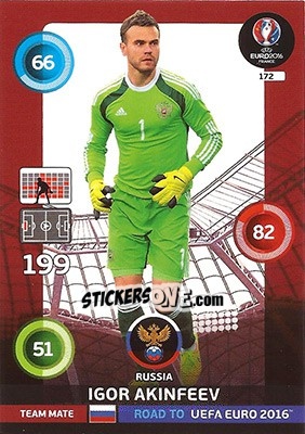 Sticker Igor Akinfeev - Road to UEFA EURO 2016. Adrenalyn XL n. 172 - Panini