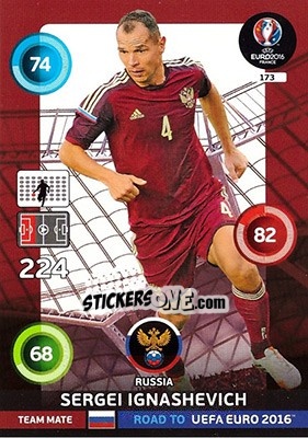 Sticker Sergei Ignashevich - Road to UEFA EURO 2016. Adrenalyn XL n. 173 - Panini