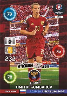 Sticker Dmitri Kombarov - Road to UEFA EURO 2016. Adrenalyn XL n. 176 - Panini