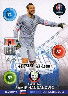 Sticker Samir Handanovic - Road to UEFA EURO 2016. Adrenalyn XL n. 181 - Panini