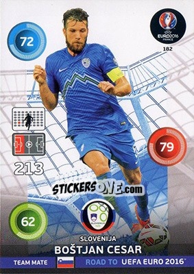 Sticker Boštjan Cesar - Road to UEFA EURO 2016. Adrenalyn XL n. 182 - Panini