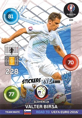 Sticker Valter Birsa - Road to UEFA EURO 2016. Adrenalyn XL n. 183 - Panini
