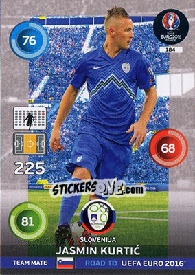 Sticker Jasmin Kurtic - Road to UEFA EURO 2016. Adrenalyn XL n. 184 - Panini