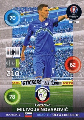 Sticker Milivoje Novakovic - Road to UEFA EURO 2016. Adrenalyn XL n. 186 - Panini