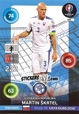 Sticker Martin Škrtel - Road to UEFA EURO 2016. Adrenalyn XL n. 191 - Panini