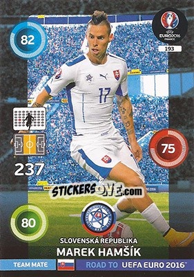 Cromo Marek Hamšík - Road to UEFA EURO 2016. Adrenalyn XL n. 193 - Panini