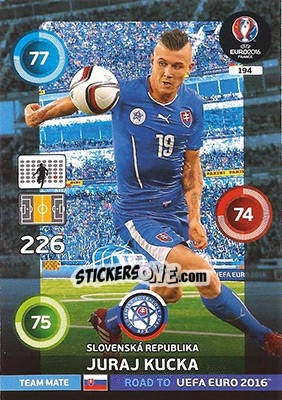 Sticker Juraj Kucka - Road to UEFA EURO 2016. Adrenalyn XL n. 194 - Panini