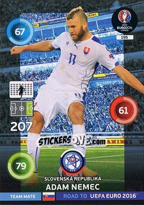 Sticker Adam Nemec - Road to UEFA EURO 2016. Adrenalyn XL n. 195 - Panini