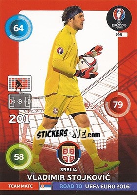 Sticker Vladimir Stojkovic - Road to UEFA EURO 2016. Adrenalyn XL n. 199 - Panini