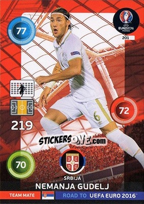 Sticker Nemanja Gudelj - Road to UEFA EURO 2016. Adrenalyn XL n. 201 - Panini