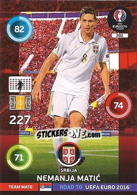 Cromo Nemanja Matic - Road to UEFA EURO 2016. Adrenalyn XL - Panini