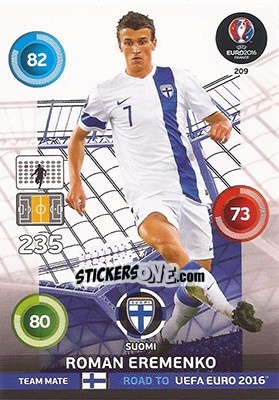 Sticker Roman Eremenko - Road to UEFA EURO 2016. Adrenalyn XL n. 209 - Panini