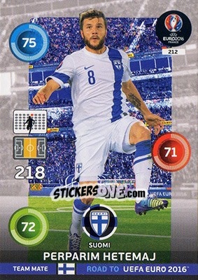 Sticker Perparim Hetemaj - Road to UEFA EURO 2016. Adrenalyn XL n. 212 - Panini