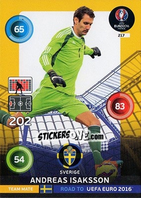 Sticker Andreas Isaksson - Road to UEFA EURO 2016. Adrenalyn XL - Panini