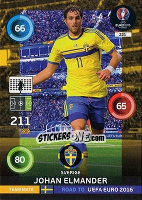 Sticker Johan Elmander - Road to UEFA EURO 2016. Adrenalyn XL n. 221 - Panini
