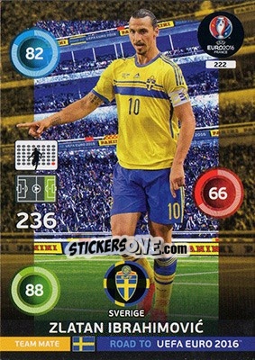 Sticker Zlatan Ibrahimovic - Road to UEFA EURO 2016. Adrenalyn XL n. 222 - Panini