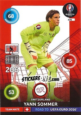 Sticker Yann Sommer - Road to UEFA EURO 2016. Adrenalyn XL n. 226 - Panini