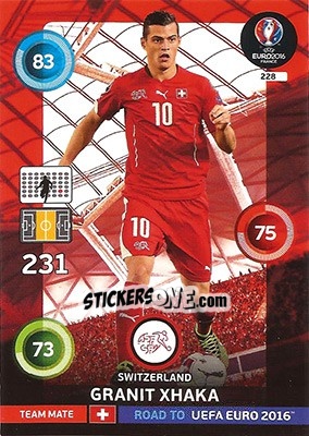 Sticker Granit Xhaka - Road to UEFA EURO 2016. Adrenalyn XL n. 228 - Panini