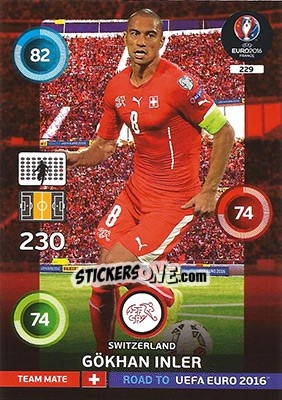 Sticker Gökhan Inler - Road to UEFA EURO 2016. Adrenalyn XL n. 229 - Panini