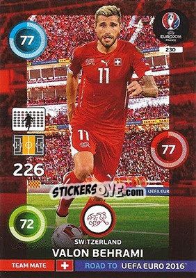 Sticker Valon Behrami - Road to UEFA EURO 2016. Adrenalyn XL n. 230 - Panini