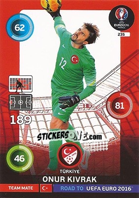 Sticker Onur Kivrak - Road to UEFA EURO 2016. Adrenalyn XL n. 235 - Panini