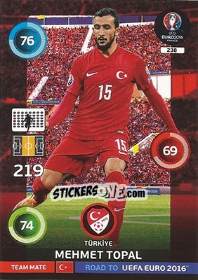 Sticker Mehmet Topal - Road to UEFA EURO 2016. Adrenalyn XL - Panini