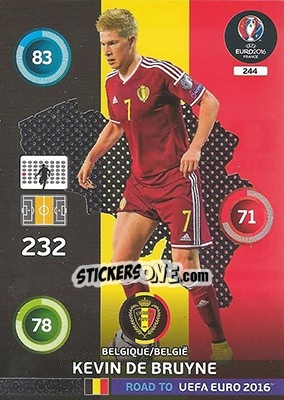 Sticker Kevin De Bruyne - Road to UEFA EURO 2016. Adrenalyn XL n. 244 - Panini
