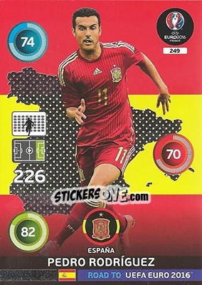 Sticker Pedro Rodríguez - Road to UEFA EURO 2016. Adrenalyn XL n. 249 - Panini