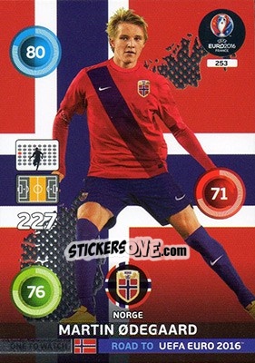 Sticker Martin Odegaard - Road to UEFA EURO 2016. Adrenalyn XL n. 253 - Panini