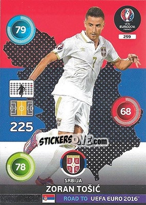 Sticker Zoran Tošic - Road to UEFA EURO 2016. Adrenalyn XL n. 259 - Panini