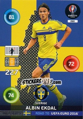 Sticker Albin Ekdal - Road to UEFA EURO 2016. Adrenalyn XL n. 260 - Panini