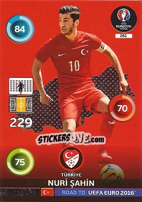Sticker Nuri Sahin - Road to UEFA EURO 2016. Adrenalyn XL n. 261 - Panini