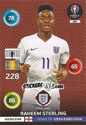 Sticker Raheem Sterling - Road to UEFA EURO 2016. Adrenalyn XL n. 265 - Panini