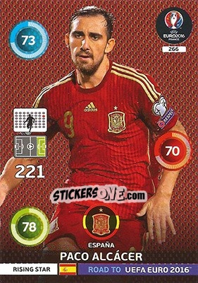 Sticker Paco Alcácer - Road to UEFA EURO 2016. Adrenalyn XL n. 266 - Panini