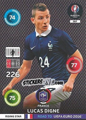 Sticker Lucas Digne - Road to UEFA EURO 2016. Adrenalyn XL n. 267 - Panini